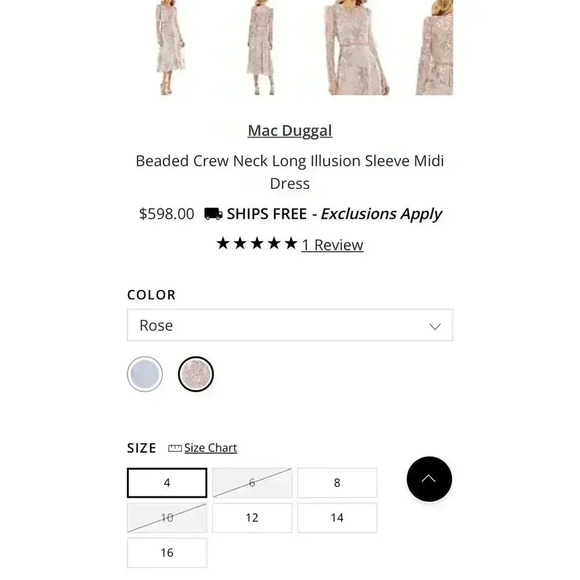 Mac Duggal Midi Dress 10 Beaded Crew Neck Illusion Long Sleeve Pink Rose $598 - Picture 16 of 16